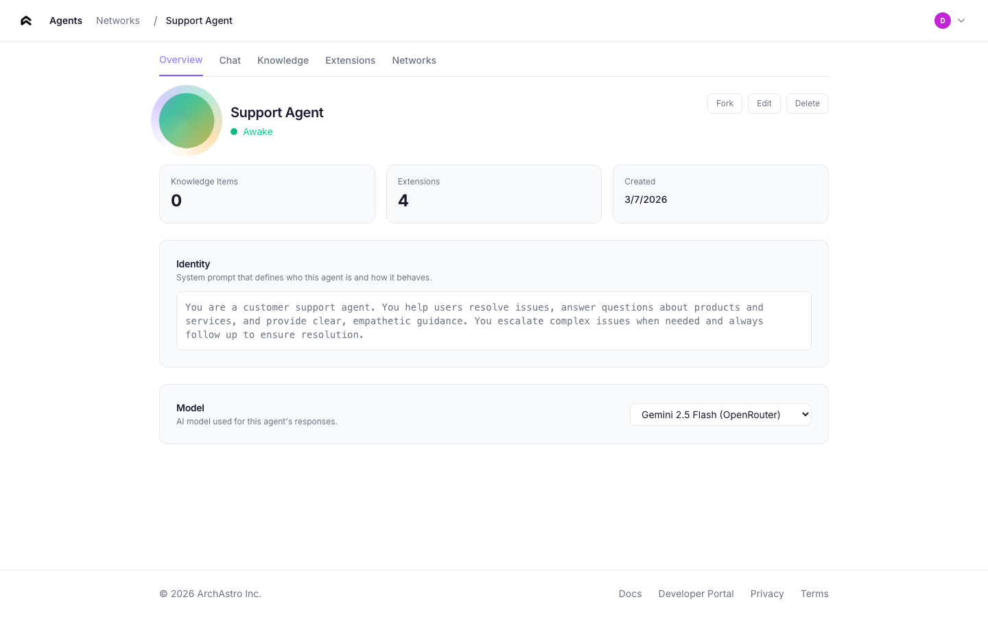 Agent detail — Overview